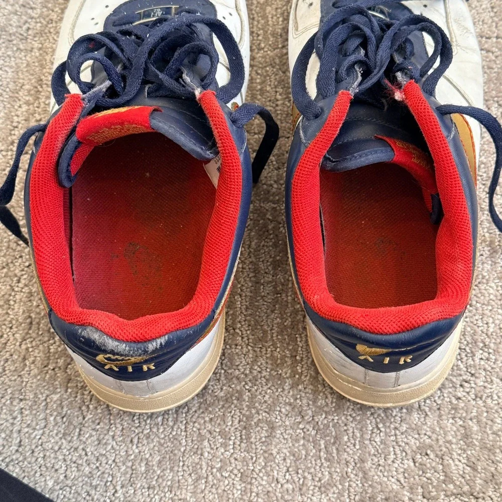 Nike Air Force 1 Low White Navy Red Gold Men's Size 10.5 317295-171 Vintage